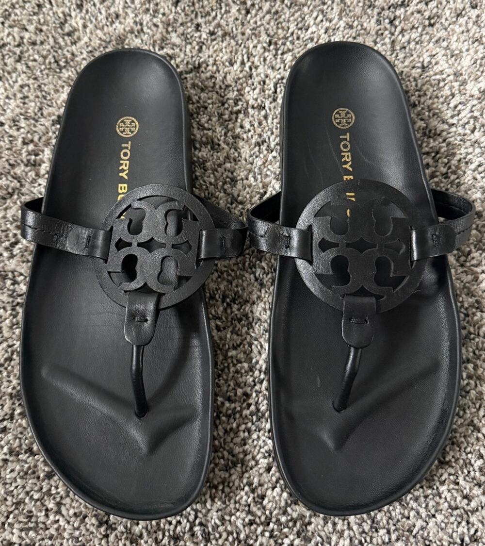 Tory Burch Miller cloud perfect black sandals women's size 8.5